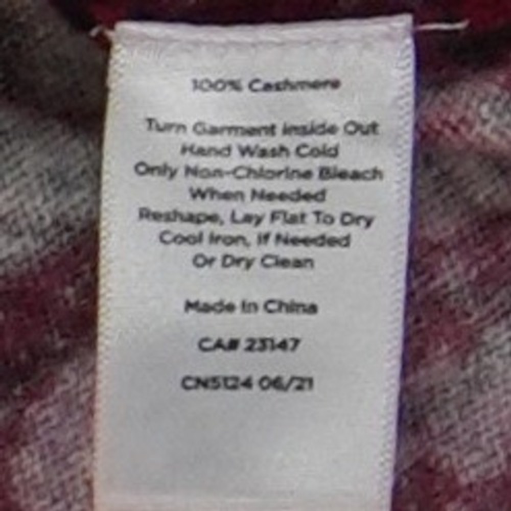 Talbots Pure Cashmere Sweater Women's Size 1X Burgundy Floral 3/4 Sleeve Crew - Picture 5 of 7